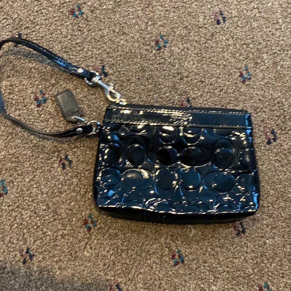 Coach Black Patent Leather Wristlet